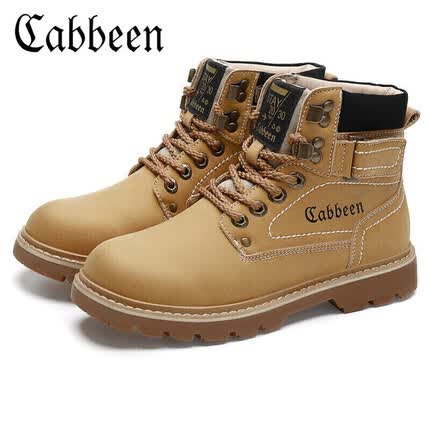 卡宾（CABBEEN）马丁靴男英伦风高帮工装靴子韩版大黄靴雪地靴 黄色(加绒) 43