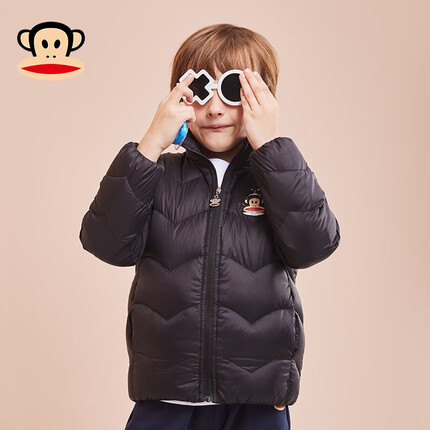 大嘴猴（paul frank）品牌童装女童轻薄羽绒服新款儿童加厚外套黑色上衣大童 黑色 120CM