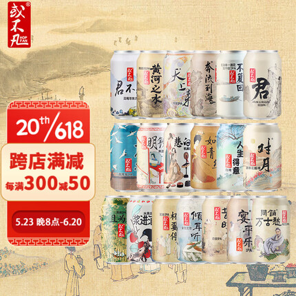 或不凡 国产精酿啤酒 浆进酒连字组合 黄河之水浑浊IPA 果泥 酸啤酒 19口味 330ml*19