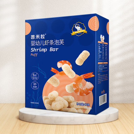 芭米拉（pamira）婴幼儿虾条泡芙 儿童零食非油炸磨牙棒 健康即食 42g/盒