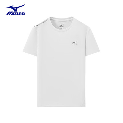 美津浓冰丝凉感白色短袖户外休闲小t恤男宽松上衣夏季半袖衣服（MIZUNO）