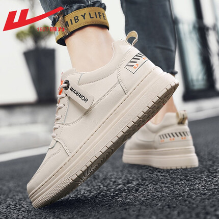 回力男鞋子男春夏季休闲运动鞋男皮面户外防水百搭板鞋男防滑 米色 WBN0217 42