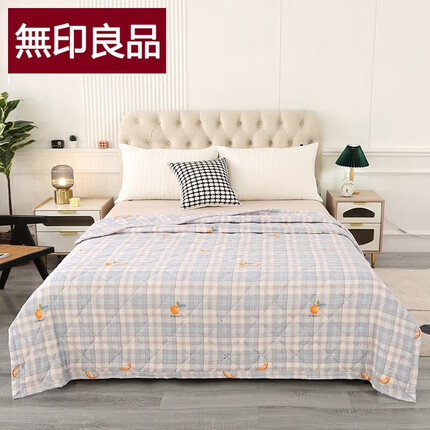 无印良品夏被空调被可水洗 学生宿舍单人被芯 夏季薄被子 柠檬维C 150*200cm单夏被