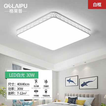 灯诺堡 客厅灯家用超薄led现代简约大气大灯轻奢灯具北欧吊灯 鸟巢-白40*40cmLED白光30W方