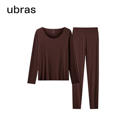 ubras无尺码轻暖肌底衣套装女秋衣秋裤修身情侣保暖打底女热可可色标准
