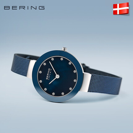 bering手表时尚简约水钻钢带石英女表送女友 11429-387
