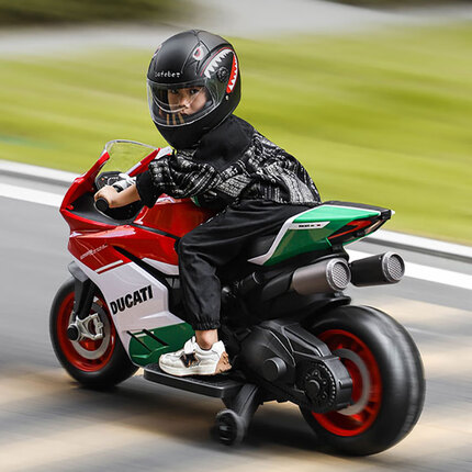 智乐堡儿童电动车摩托车大号宝宝玩具车可坐人男女孩童车杜卡迪炫彩红