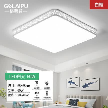 灯诺堡 客厅灯家用超薄led现代简约大气大灯轻奢灯具北欧吊灯 鸟巢-白65*65cmLED白光60W方