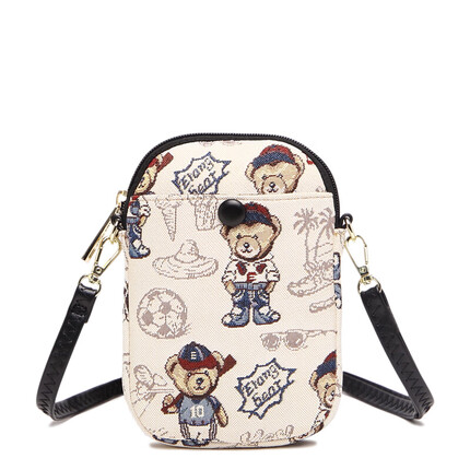 小熊依恋布艺可爱手机包女单肩斜挎包韩版潮手机袋零钱包迷你小包