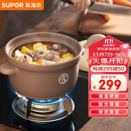 苏泊尔SUPOR 纷彩系列陶瓷煲家用煲汤砂锅4.5L大容量深汤煲炖锅TB45UA1