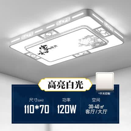 灯诺堡LED现代简约家用大气客厅灯饰 2023年新款大厅吊灯卧室灯具 白框牡丹花110/70cm白光