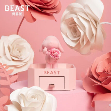 野兽派（THE BEAST）告白兔永生花玫瑰花礼盒 生日礼物女 “比心”