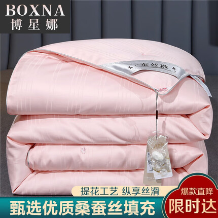 博星娜夏季蚕丝被100桑蚕丝子母被被芯家用夏凉被空调被舒适裸睡可水洗 初恋玉【夏凉亲肤】 150x200cm夏被