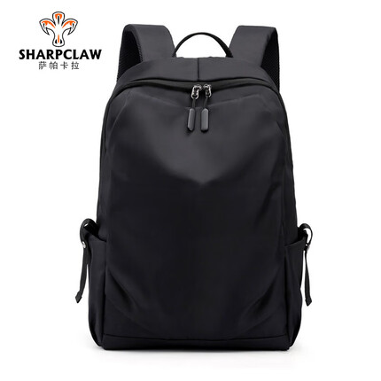 萨帕卡拉品牌帆布双肩包男士背包尼龙商务休闲旅行包电脑包牛津布大容量学生书包男 经典黑色 30*14*44cm
