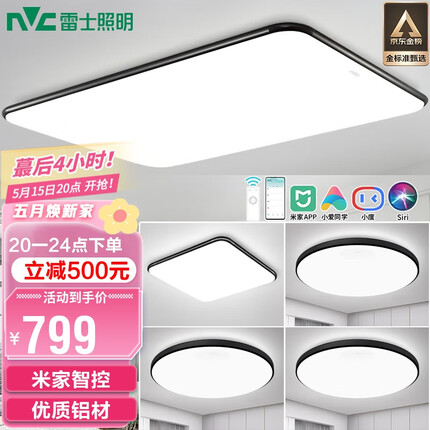 雷士（NVC）led智控吸顶灯北欧现代简约客厅卧室超薄灯具米家AI调光灯饰 极光