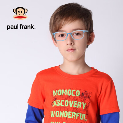 Paul Frank 儿童护眼眼镜防蓝光辐射手机电脑小孩护目镜TR90轻镜框平光无度数PF7086 C02