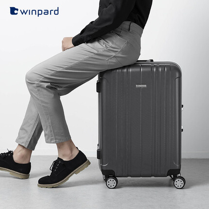 WINPARD威豹拉杆箱男女休闲旅行万向轮行李箱 商务出差登机箱铝框硬箱 行李箱男 女 旅行箱 深灰 22寸