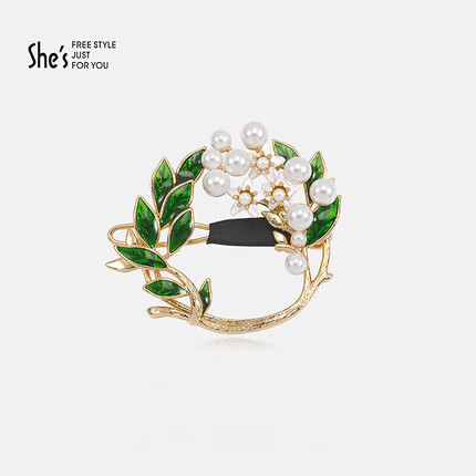 shes头饰 撞色滴油栀子花边夹发卡 时尚多用丝巾夹 优雅刘海发夹发饰 生日礼物 礼品 送女友送爱人