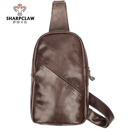 萨帕卡拉男士轻便小胸包迷你包包小包休闲男包小号男单肩斜挎包 咖啡 肩带单边背 SHARPCLAW