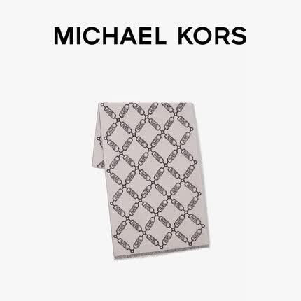 MICHAEL KORS迈克高仕 菱形格链提花羊毛围巾 粉色 680 NS