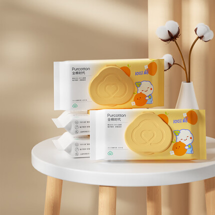 全棉时代（PurCotton）湿厕纸巾柚子精华儿童湿润舒缓擦走细菌除菌40抽/包*4