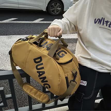 威纳登两用旅行包男双肩手提大容量运动健身包女短途旅游出差背包行李包 卡其色