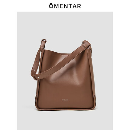 OMENTAR包包女包轻奢水桶包手提包斜挎女士包520情人节礼物送女友老婆 焦糖棕
