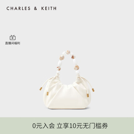 CHARLES&KEITH【人气新品】23早春新品CK2-10270879女士波光露珠手提单肩水桶包 Cream奶白色 S