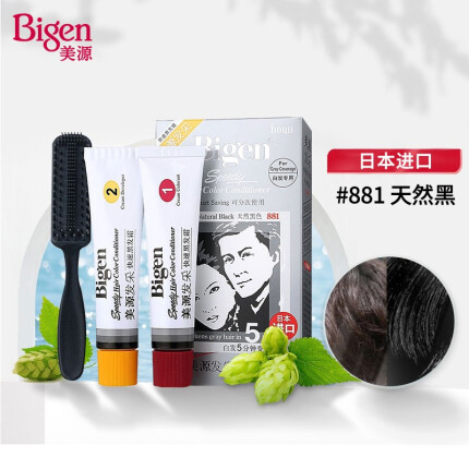 美源（Bigen）发采快速黑发霜 80g（天然黑 881）日本进口 深色系 男女兼用 专业遮白 快速染发