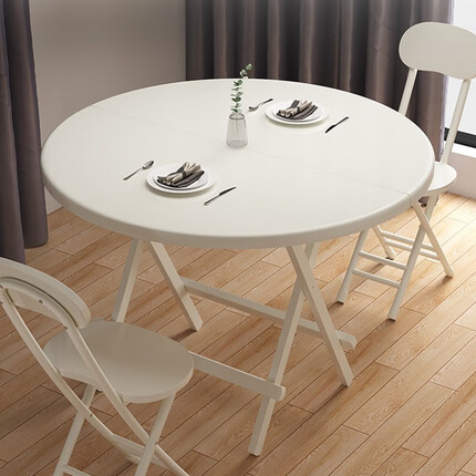 工来工往折叠桌折叠餐桌家用餐桌椅组合折叠方桌吃饭折叠桌子饭桌麻将桌 【次日达】单圆桌-枫木白90cm