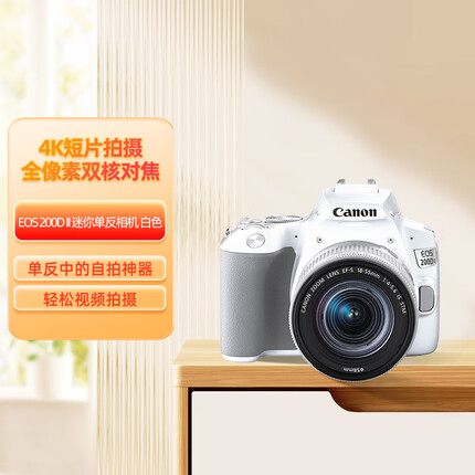 佳能（Canon）EOS 200D2 单反数码相机 18-55标准变焦镜头套装（ 约2410万像素/4K视频短片）