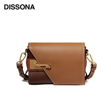 DISSONA迪桑娜包包2021包包锁定系列单肩包感小方包包女斜挎包 浅驼色