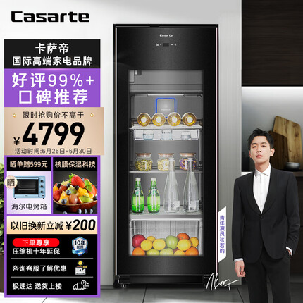 卡萨帝（Casarte）166升可制冰双温家用办公室冷藏柜暖藏冰吧 茶叶饮料水果保鲜柜小型冰箱DS0166DK 以旧换新