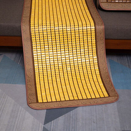 李记花果山沙发垫夏季凉垫麻将凉席沙发坐垫麻将块凉席竹席防滑垫贵妃可定制 经典款糯米色【双牛筋+防滑底】 45*45cm坐垫