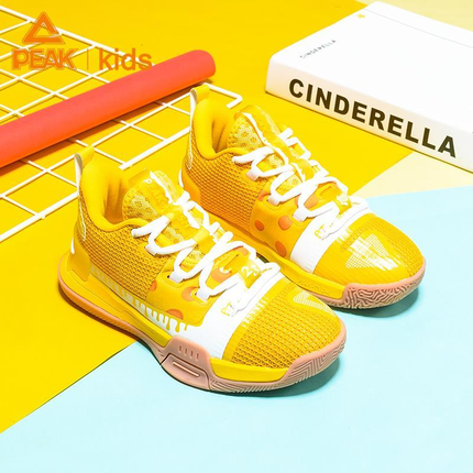匹克态极童鞋闪现篮球鞋路威儿童运动鞋休闲鞋男童大童鞋子 明黄/大白 36
