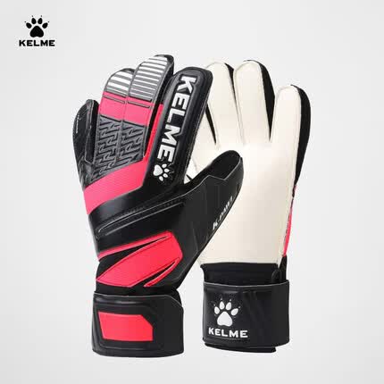 KELME/卡尔美足球守门员手套成人职业防滑缓冲门将手套装备儿童 黑/荧光红（训练级） 12