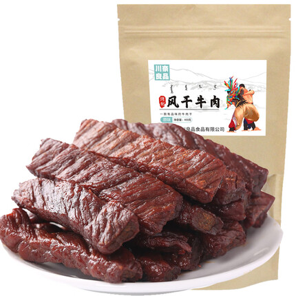 川奈良品 内蒙特产 正宗清真风干牛肉干条肉脯手撕休闲零食品 400g 原味