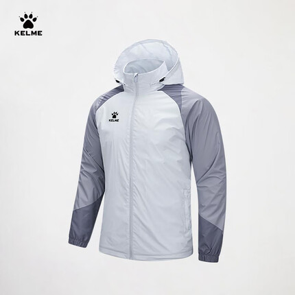 卡尔美（KELME）风雨衣梭织外套男2023秋季新款足球训练连帽开衫运动 高级灰 L