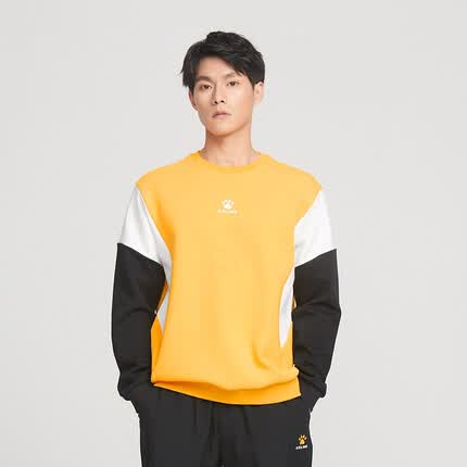 KELME 卡尔美男子春秋新款运动卫衣势如破竹棉圆领套头衫透气港风印花 黄色 M/170