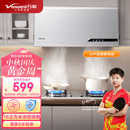 万和（Vanward）抽油烟机 中式家用16m³/min大吸力油烟机 小尺寸脱排顶吸小户型厨房 经典老式吸油烟机 H05C