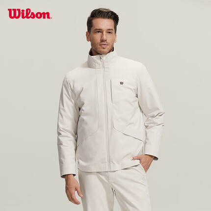 威尔胜（Wilson）官方23年秋冬新款羽绒服两件套休闲保暖可拆卸运动含内胆羽绒服 石头色-WM00134332LKC S