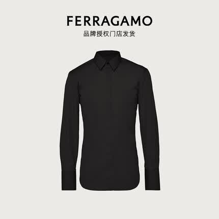 菲拉格慕(Ferragamo)【品牌授权门店发货】男士黑色长袖运动衬衫 0763491