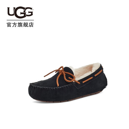 UGG秋季女士乐福鞋平底休闲低帮蝴蝶结一脚蹬豆豆鞋 1107949 BLK | 黑色 37
