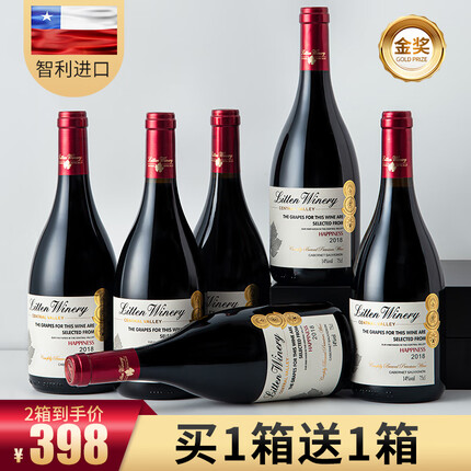 利藤智利进口红酒 干红葡萄酒整箱 送礼礼盒装 中央山谷产区 共计12瓶 三项金奖/共2箱