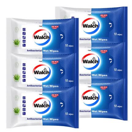 威露士（Walch）洁肤湿巾湿纸巾芦荟10片装便携旅行独立包装 洁肤10片*6包