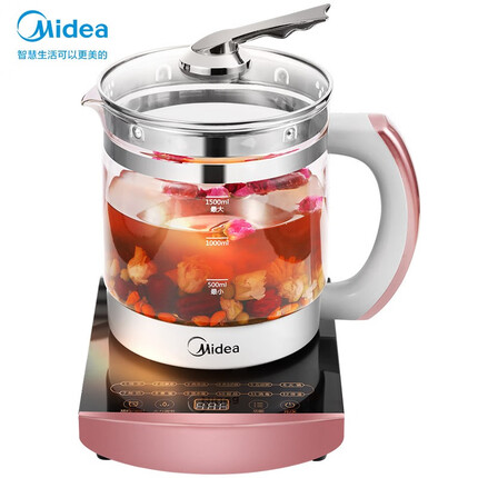 美的（Midea）养生壶电水壶烧水壶电热水壶煮茶壶花茶壶电茶壶煮水壶煮茶器1.5L玻璃WGE1701b