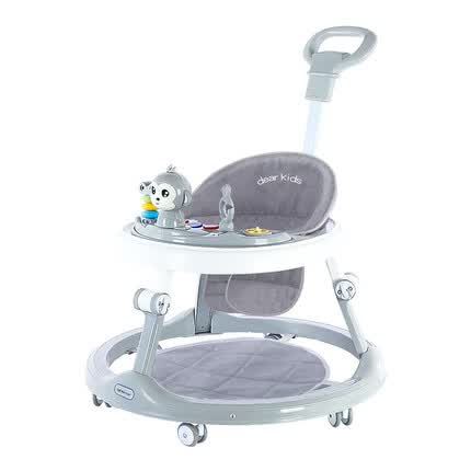 小不丢婴儿学步车多功能防侧翻防o型腿学行车宝宝可坐可推手推车 月光灰+静音轮+脚垫+推把