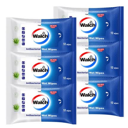 威露士（Walch）洁肤湿巾湿纸巾芦荟袋装10片 杀菌99.9% 随身便携旅行卫生清洁 【旅行装】洁肤10片*6包