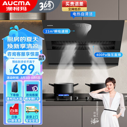 澳柯玛（AUCMA）抽油烟机 侧吸式家用吸油烟机 21m³/min风量 400pa风压 免拆热熔洗 挥手智控 CXW-300BJ313D