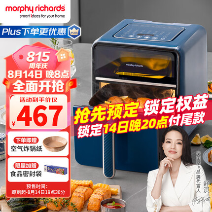 摩飞电器（Morphyrichards）空气炸锅 家用4L可视炉灯蒸汽嫩烤一体空气炸烤箱 多功能炸薯条鸡翅机 MR8101轻奢蓝